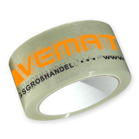 PVC-Packband, 2-farbig bedruckt, transparent,50 mm