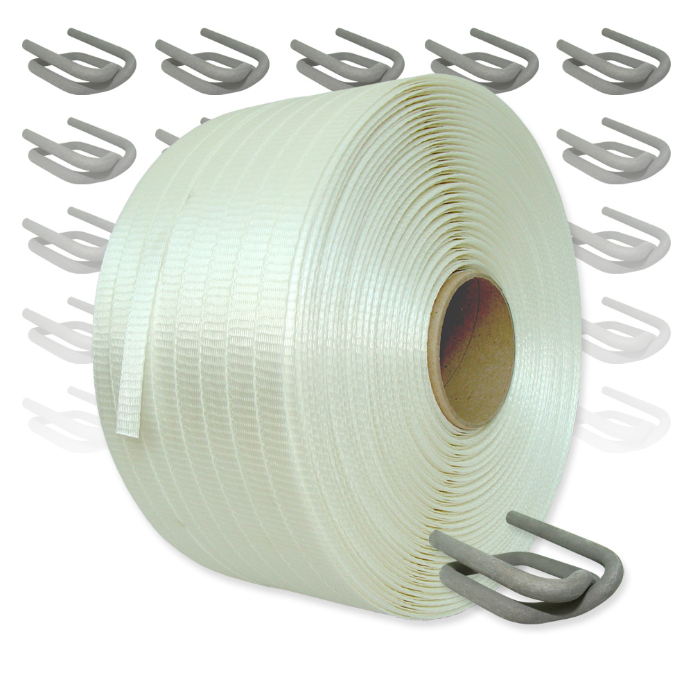 Gewebtes Textil Umreifungsband-Set 32-35 mm 250 m
