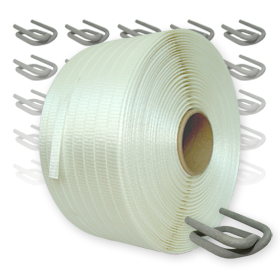 Polyesterband 250 Verschlussklemmen für Umreifungsgerät Umreifungsset 13 mm 