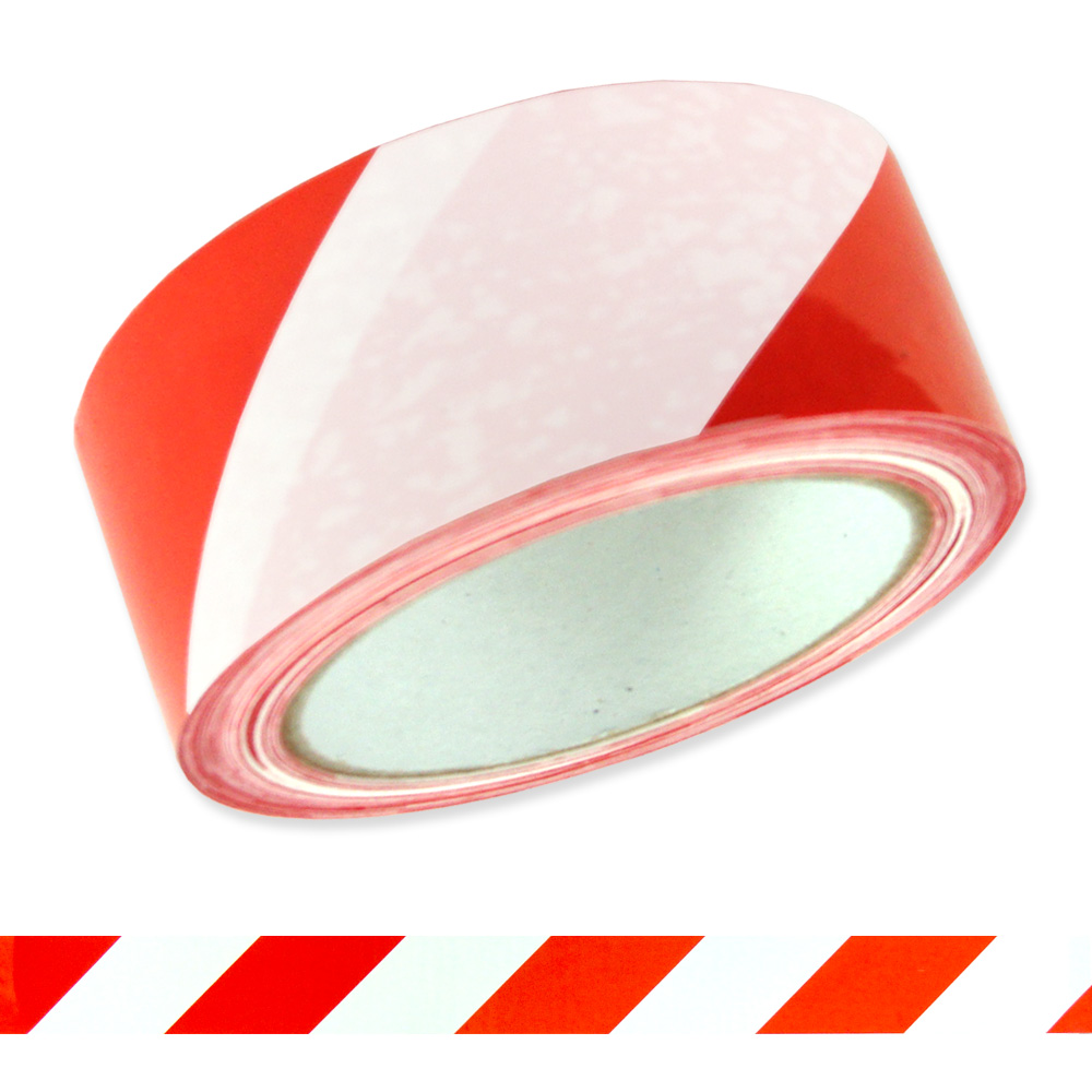 PVC-Warnklebeband weiß-rot, kratz- und abriebfest