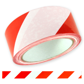 PVC-Warnklebeband weiß-rot, kratz- und abriebfest